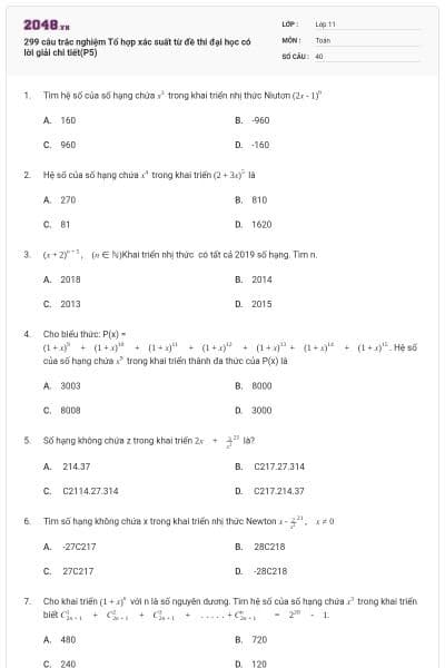 299 câu trắc nghiệm Tổ hợp xác suất từ đề thi đại học có lời giải chi tiết(P5)