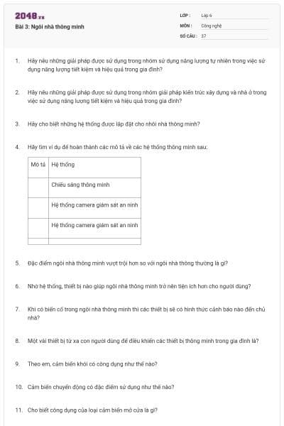 Bài 3: Ngôi nhà thông minh