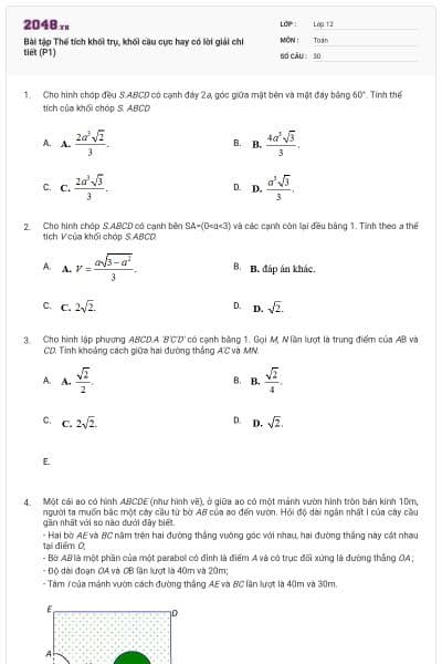 Bài tập Thể tích khối trụ, khối cầu cực hay có lời giải chi tiết (P1)