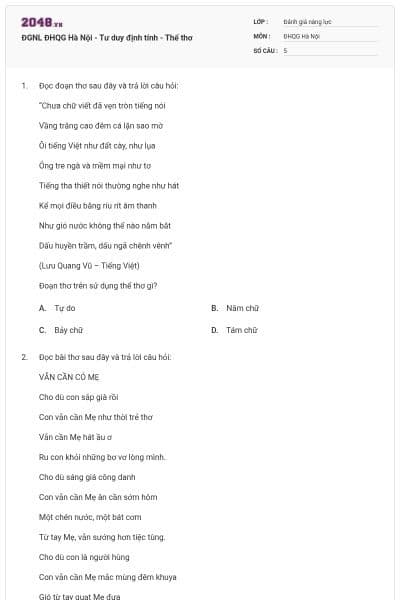 ĐGNL ĐHQG Hà Nội - Tư duy định tính - Thể thơ