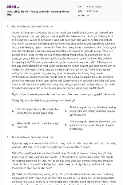 ĐGNL ĐHQG Hà Nội - Tư duy định tính - Nội dung/ thông điệp