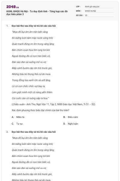 ĐGNL ĐHQG Hà Nội - Tư duy định tính - Tổng hợp các đề đọc hiểu phần 3