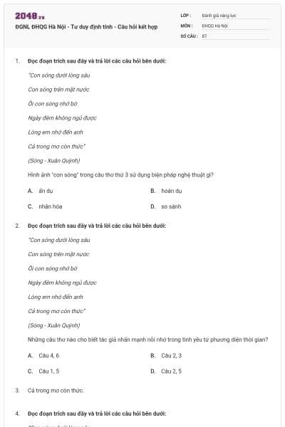 ĐGNL ĐHQG Hà Nội - Tư duy định tính - Câu hỏi kết hợp