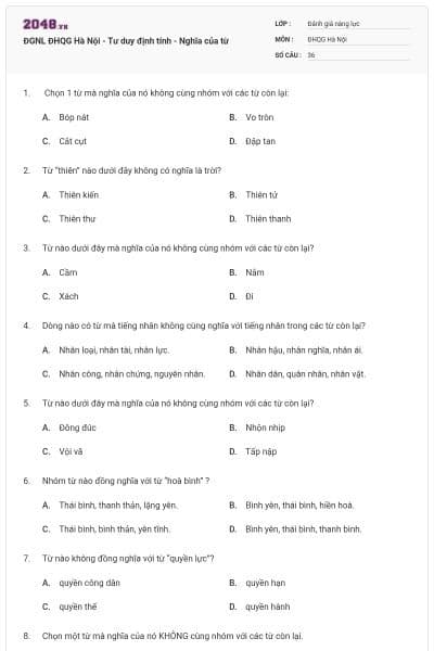 ĐGNL ĐHQG Hà Nội - Tư duy định tính - Nghĩa của từ
