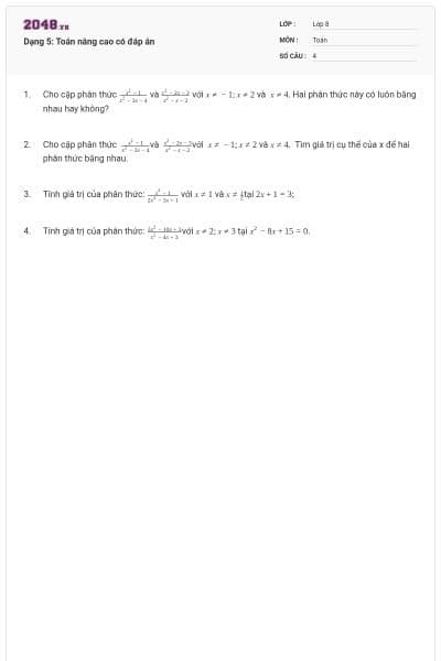 Dạng 5: Toán nâng cao có đáp án