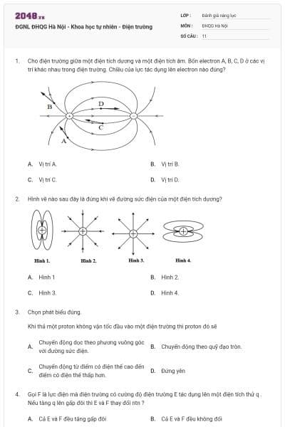 ĐGNL ĐHQG Hà Nội - Khoa học tự nhiên - Điện trường