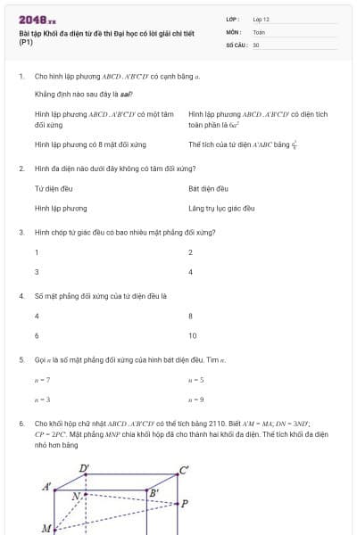 Bài tập Khối đa diện từ đề thi Đại học có lời giải chi tiết (P1)