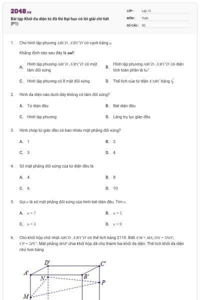 Bài tập Khối đa diện từ đề thi Đại học có lời giải chi tiết (P1)
