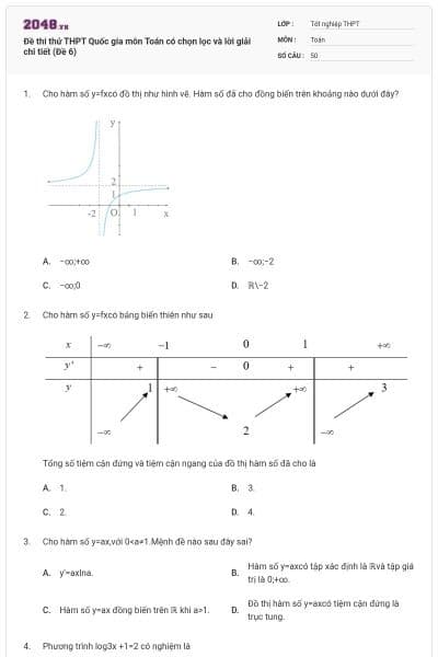 Đề thi thử THPT Quốc gia môn Toán có chọn lọc và lời giải chi tiết (Đề 6)