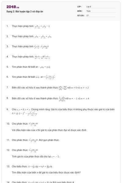 Dạng 2: Bài luyện tập 2 có đáp án
