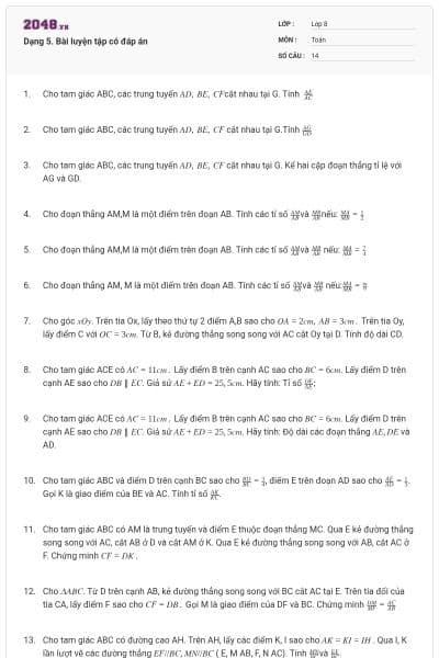 Dạng 5. Bài luyện tập có đáp án