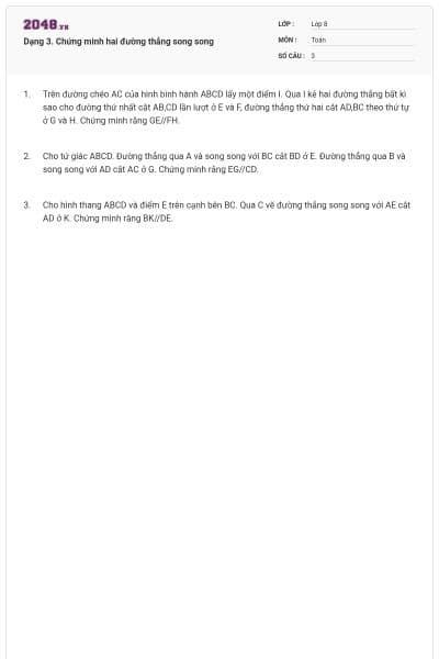 Dạng 3. Chứng minh hai đường thẳng song song