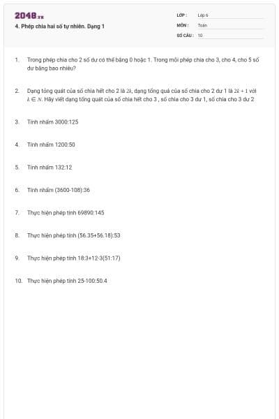 4. Phép chia hai số tự nhiên. Dạng 1