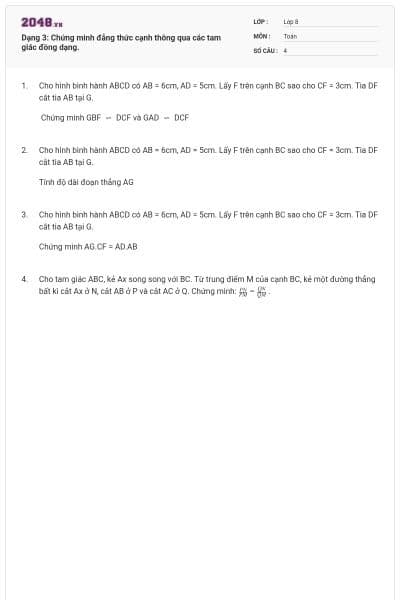 Dạng 3: Chứng minh đẳng thức cạnh thông qua các tam giác đồng dạng.
