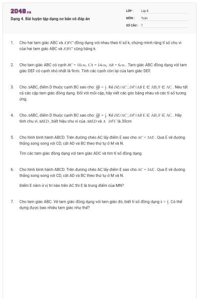 Dạng 4. Bài luyện tập dạng cơ bản có đáp án