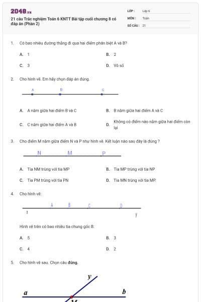 21 câu Trắc nghiệm Toán 6 KNTT Bài tập cuối chương 8 có đáp án (Phần 2)