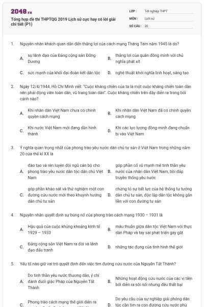 Tổng hợp đề thi THPTQG 2019 Lịch sử cực hay có lời giải chi tiết (P1)