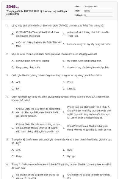 Tổng hợp đề thi THPTQG 2019 Lịch sử cực hay có lời giải chi tiết (P3)