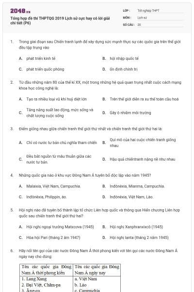Tổng hợp đề thi THPTQG 2019 Lịch sử cực hay có lời giải chi tiết (P6)