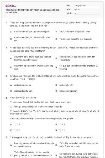 Tổng hợp đề thi THPTQG 2019 Lịch sử cực hay có lời giải chi tiết (P5)