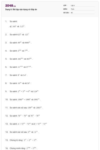 Dạng 6: Bài tập vận dụng có đáp án