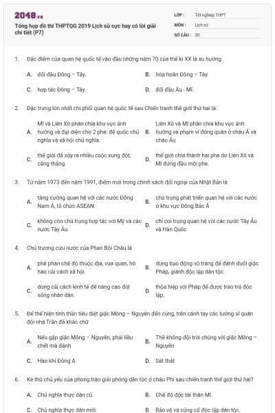 Tổng hợp đề thi THPTQG 2019 Lịch sử cực hay có lời giải chi tiết (P7)