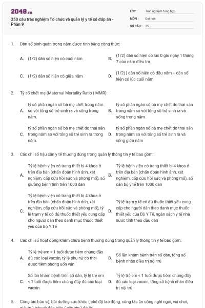 350 câu trắc nghiệm Tổ chức và quản lý y tế có đáp án - Phần 9