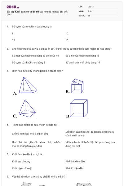 Bài tập Khối đa diện từ đề thi Đại học có lời giải chi tiết (P4)