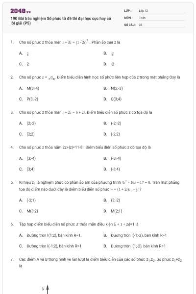 190 Bài trắc nghiệm Số phức từ đề thi đại học cực hay có lời giải (P5)