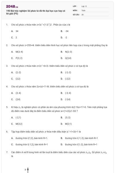 190 Bài trắc nghiệm Số phức từ đề thi đại học cực hay có lời giải (P5)