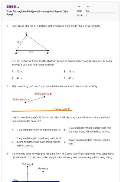 7 câu Trắc nghiệm Bài tập cuối chương 8 có đáp án (Vận dụng)
