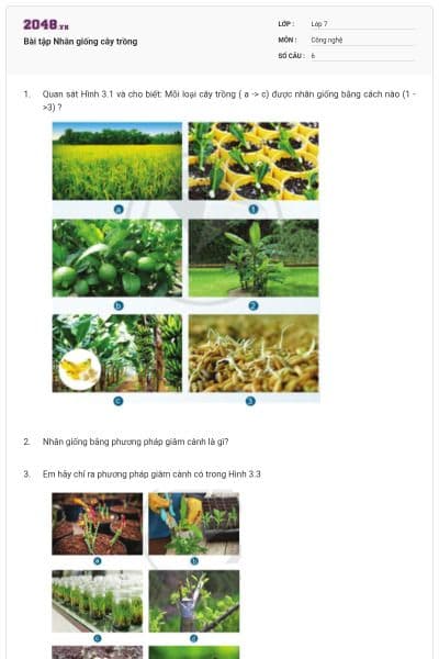 Bài tập Nhân giống cây trồng