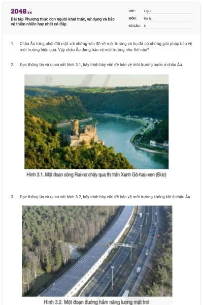 Bài tập Phương thức con người khai thác, sử dụng và bảo vệ thiên nhiên hay nhất có đáp