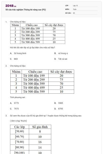 50 câu trắc nghiệm Thống kê nâng cao (P2)