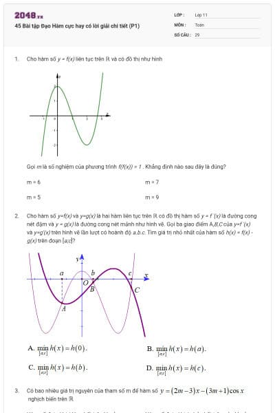45 Bài tập Đạo Hàm cực hay có lời giải chi tiết (P1)