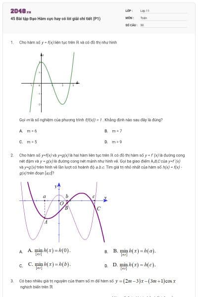 45 Bài tập Đạo Hàm cực hay có lời giải chi tiết (P1)