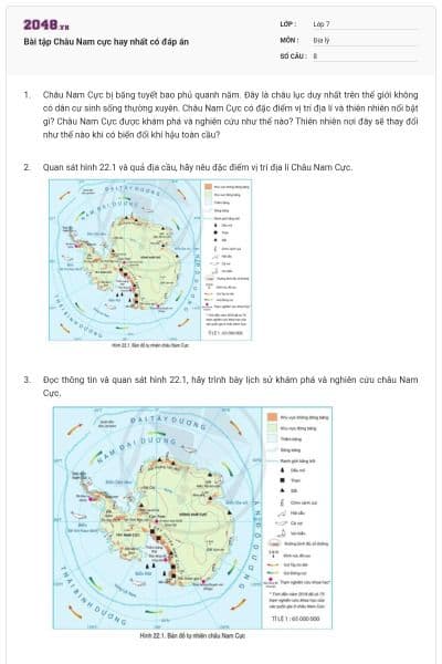 Bài tập Châu Nam cực hay nhất có đáp án