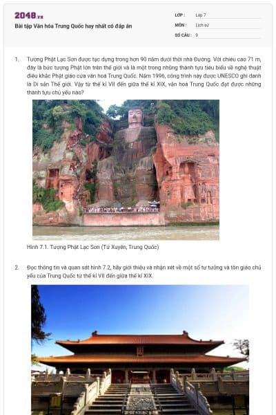 Bài tập Văn hóa Trung Quốc hay nhất có đáp án