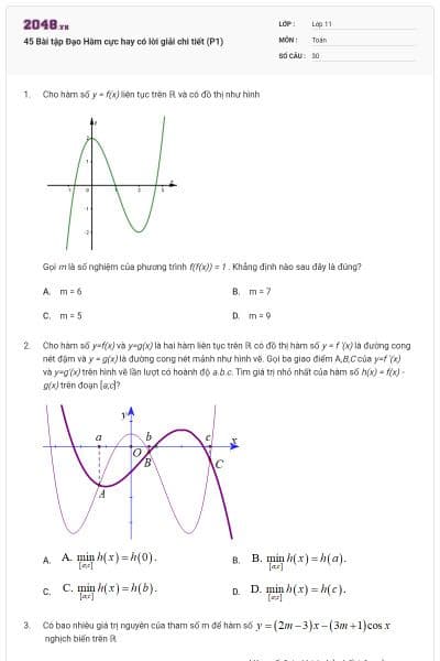 45 Bài tập Đạo Hàm cực hay có lời giải chi tiết (P1)