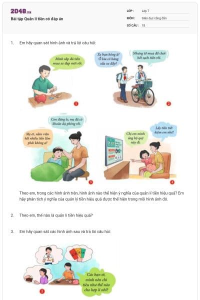 Bài tập Quản lí tiền có đáp án
