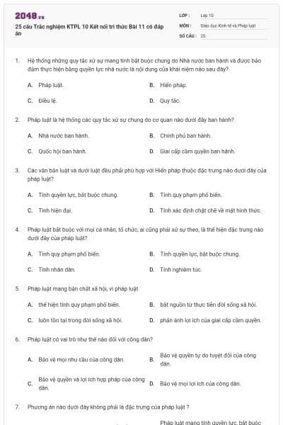 25 câu Trắc nghiệm KTPL 10 Kết nối tri thức Bài 11 có đáp án