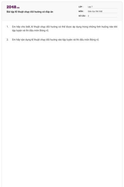 Bài tập Kĩ thuật chạy đổi hướng có đáp án