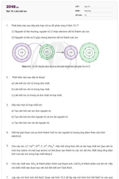 Bài 10: Liên kết ion