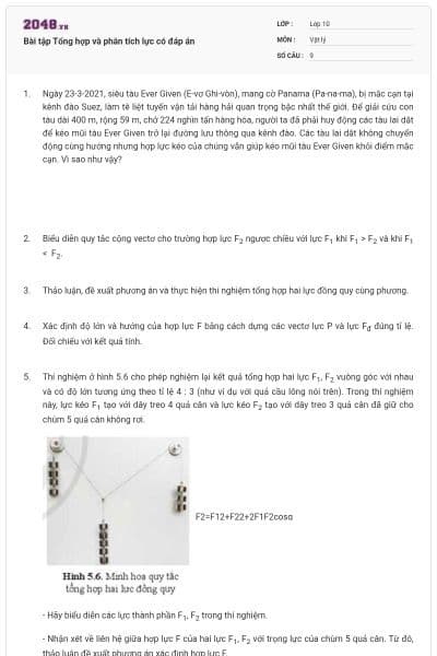 Bài tập Tổng hợp và phân tích lực có đáp án