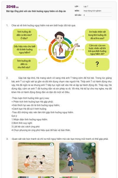 Bài tập Ứng phó với các tình huống nguy hiểm có đáp án