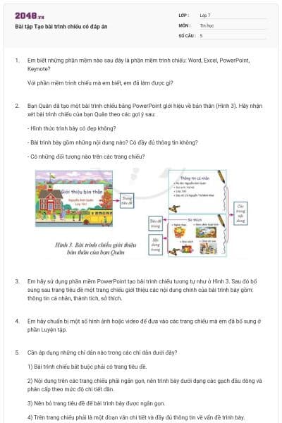 Bài tập Tạo bài trình chiếu có đáp án