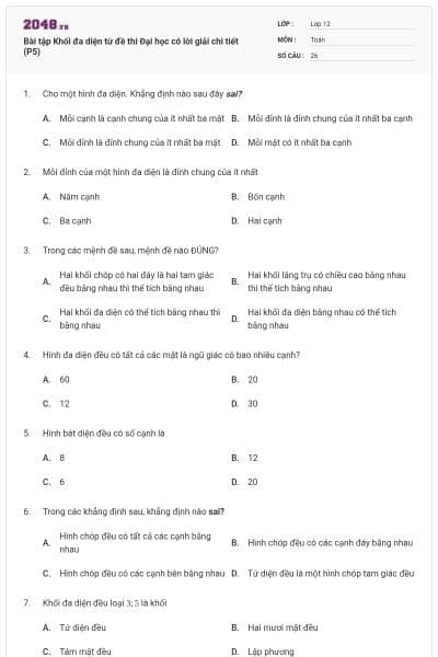 Bài tập Khối đa diện từ đề thi Đại học có lời giải chi tiết (P5)
