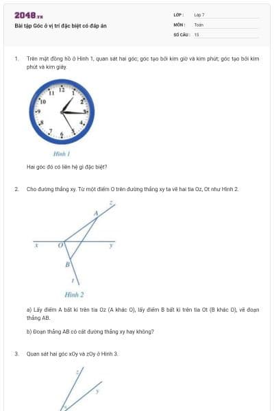 Bài tập Góc ở vị trí đặc biệt có đáp án