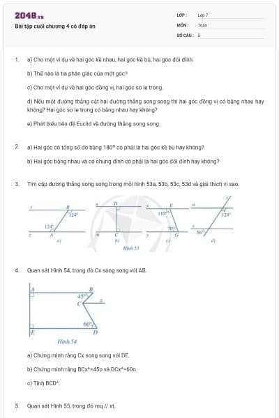 Bài tập cuối chương 4 có đáp án