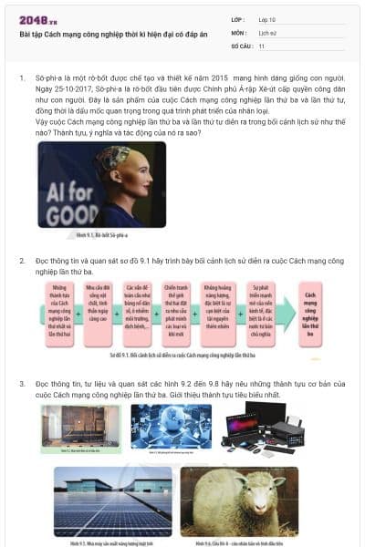 Bài tập Cách mạng công nghiệp thời kì hiện đại có đáp án